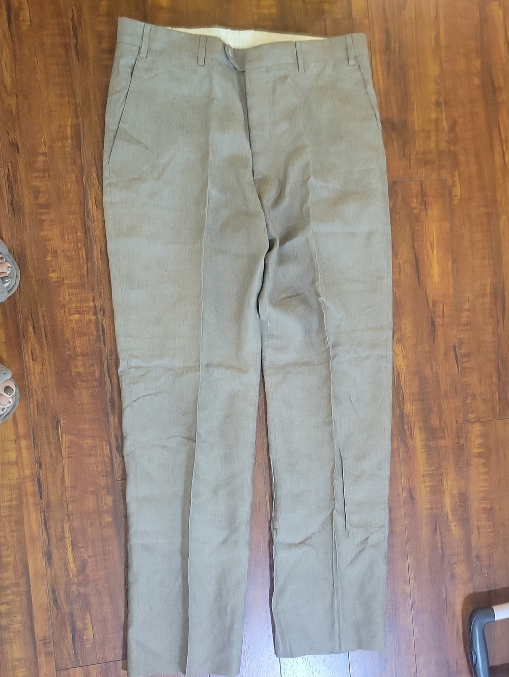 Armani Collezioni Olive Green Tailored Dress Pants
